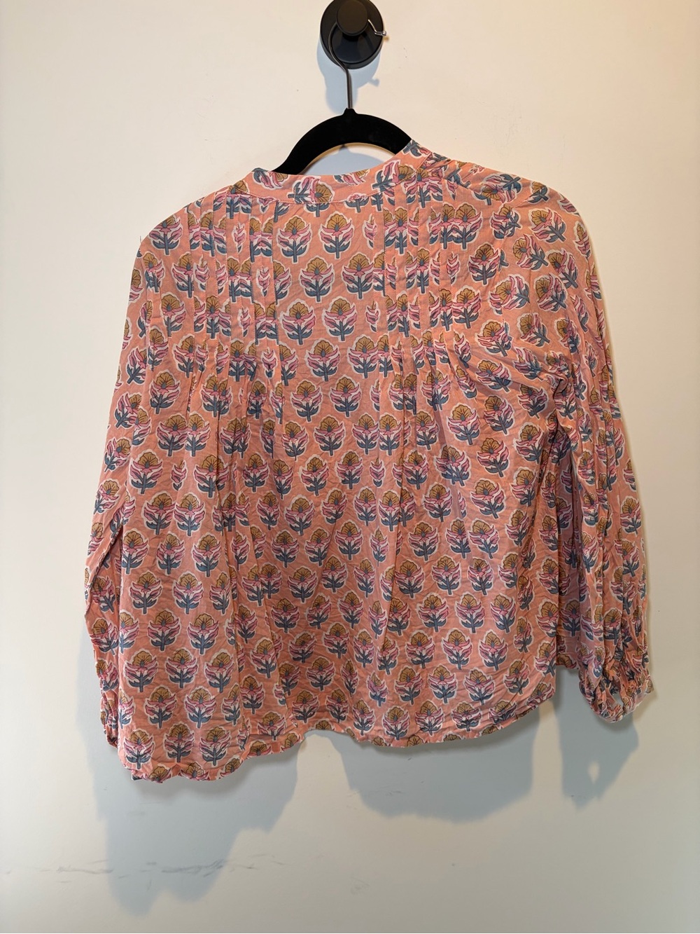 Marea Peach Pink Floral Tie-Neck Blouse - Picture 5 of 8
